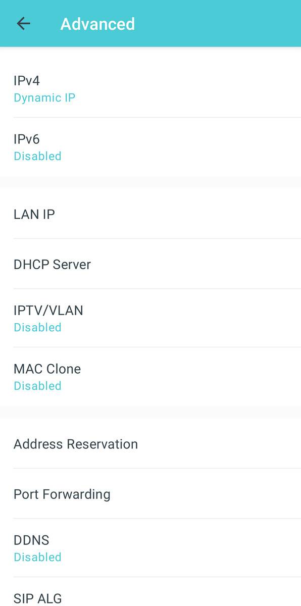 Advanced settings page