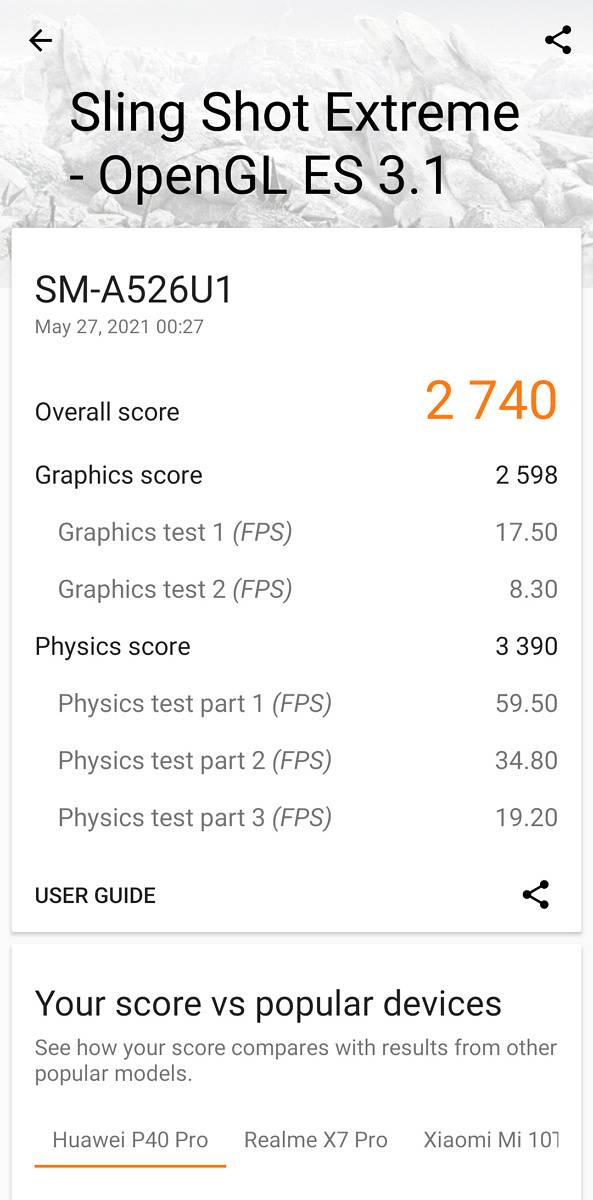 3DMark result of Samsung Galaxy A52 5G