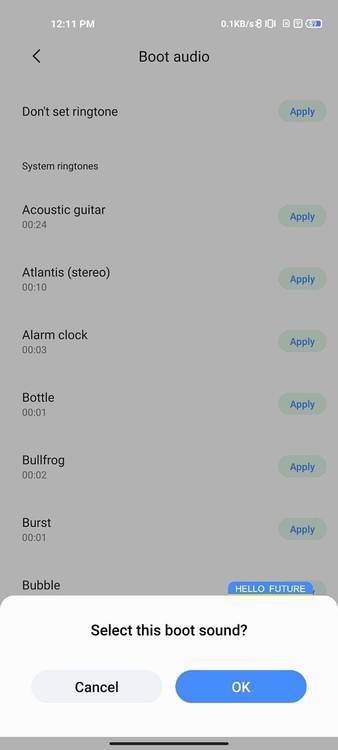 Apply custom boot audio