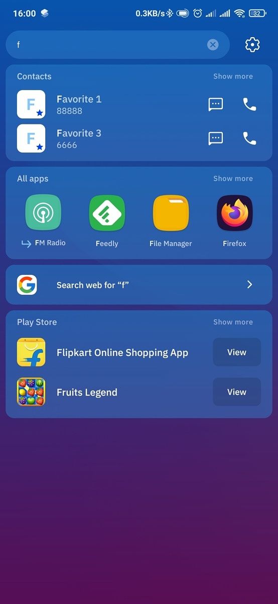 Smart launcher smart search tool in action