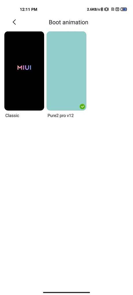 Startup animations in Theme customization