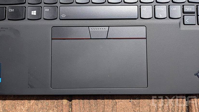 Close-up of ThinkPad X1 Carbon touchpad