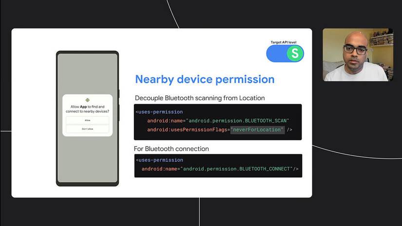 Nearby device permission decoupled from location