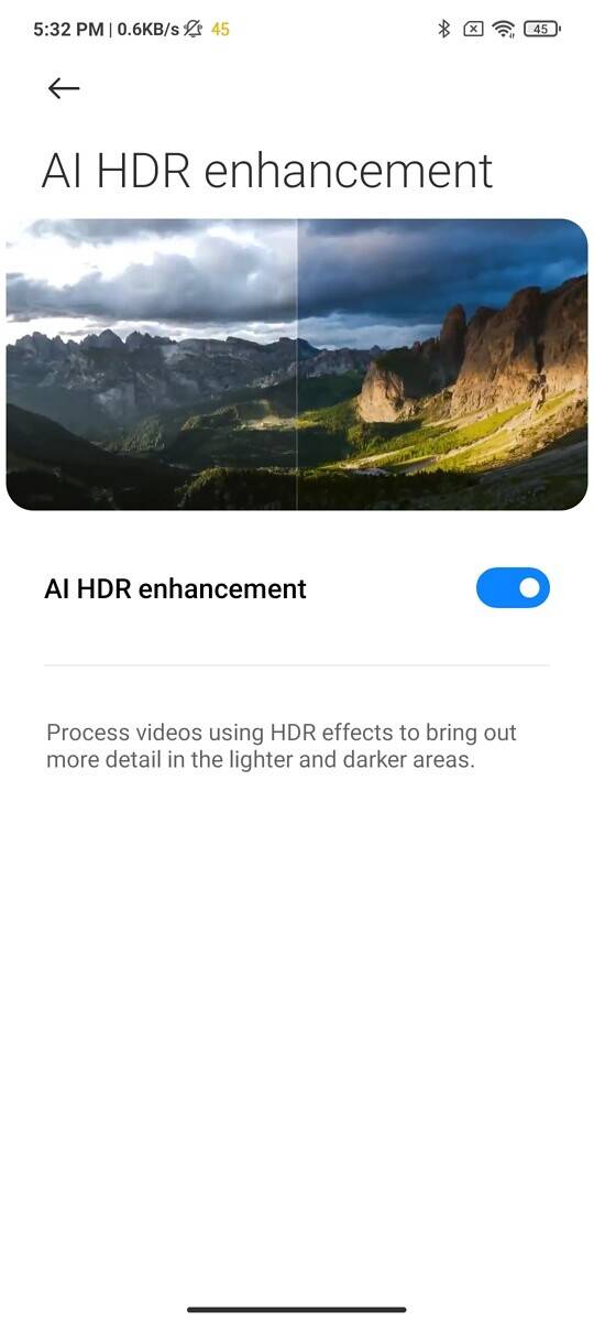 Xiaomi Mi 11X Pro AI HDR enhancement