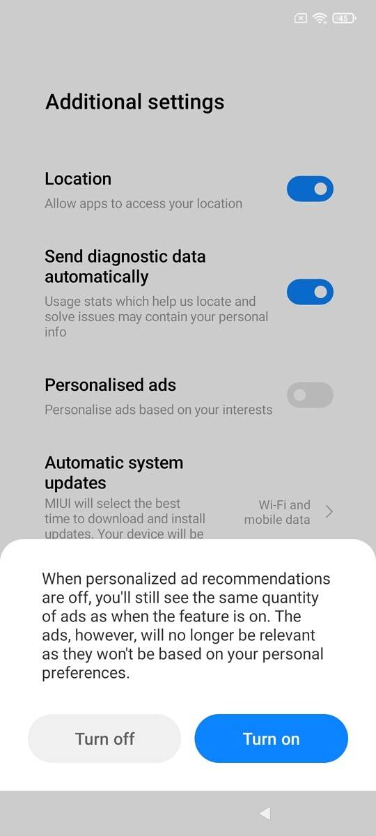 Xiaomi Mi 11X Pro ad personalization