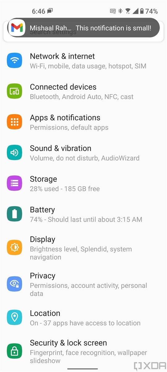 Mini heads-up notification in ZenUI 8