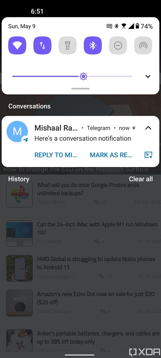 Conversation section in ZenUI 8 based on Android 11