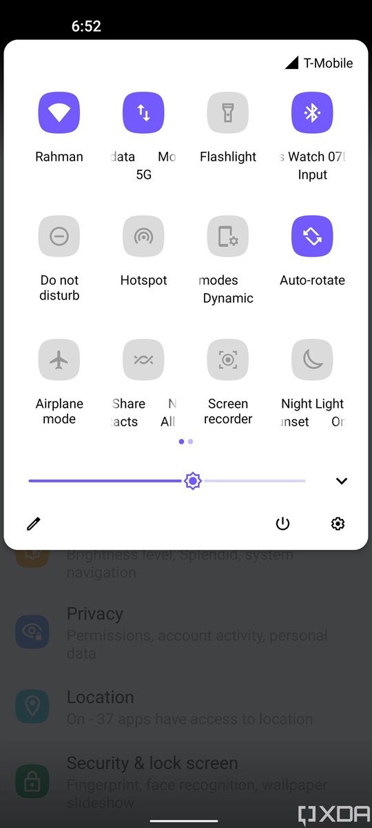 Classic quick settings layout available in ZenUI 8