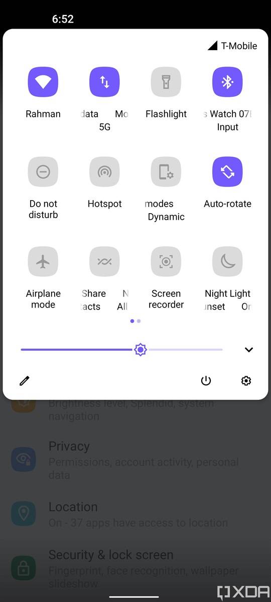 Classic quick settings layout available in ZenUI 8