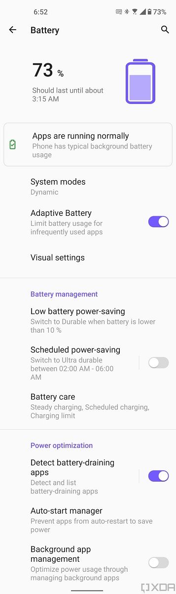 Battery settings in ZenUI 8