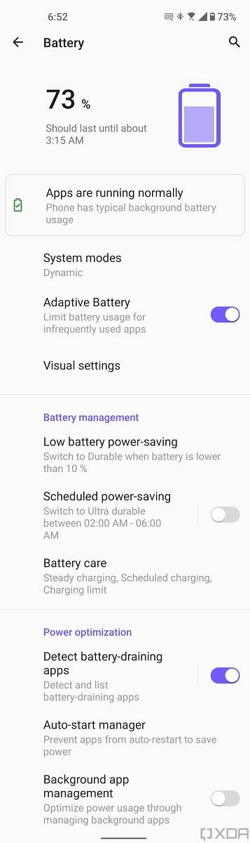 Battery settings in ZenUI 8
