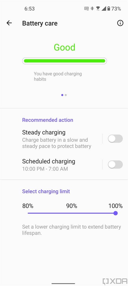 Battery care settings in ZenUI 8