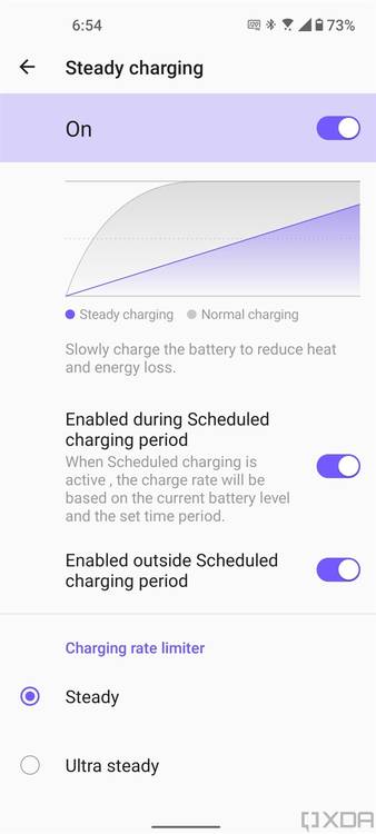 Steady charging settings in ZenUI 8