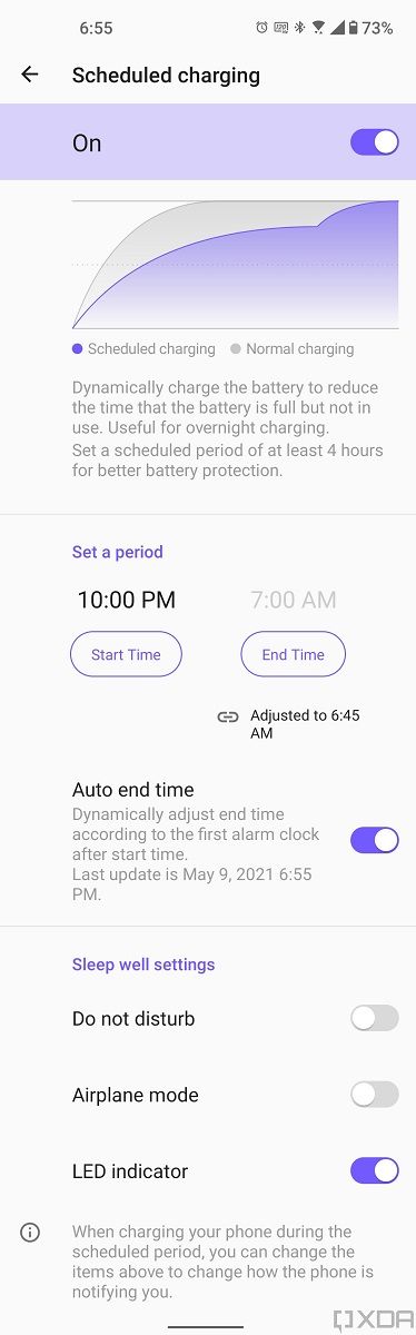 Scheduled charging settings in ZenUI 8