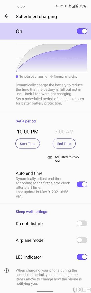 Scheduled charging settings in ZenUI 8