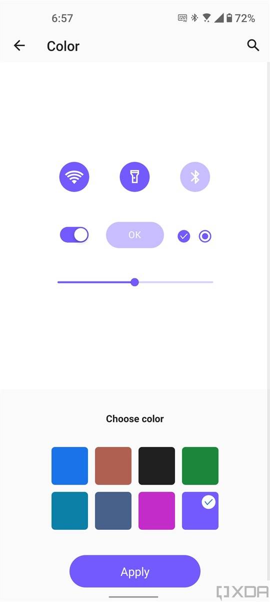 Accent color settings in ZenUI 8