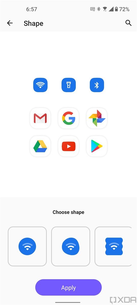 Icon shape settings in ZenUI 8