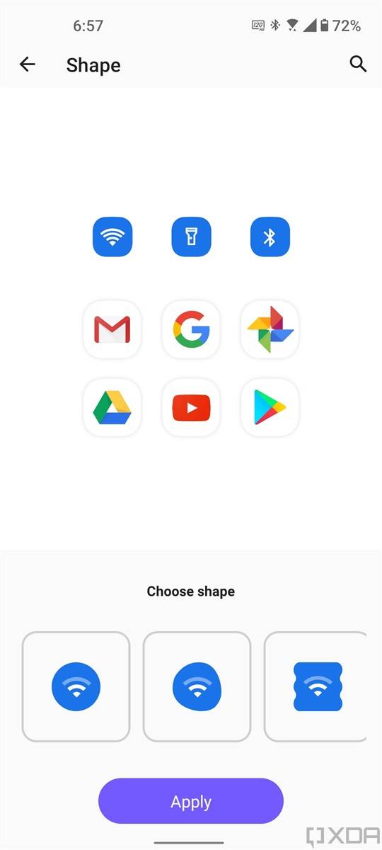 Icon shape settings in ZenUI 8