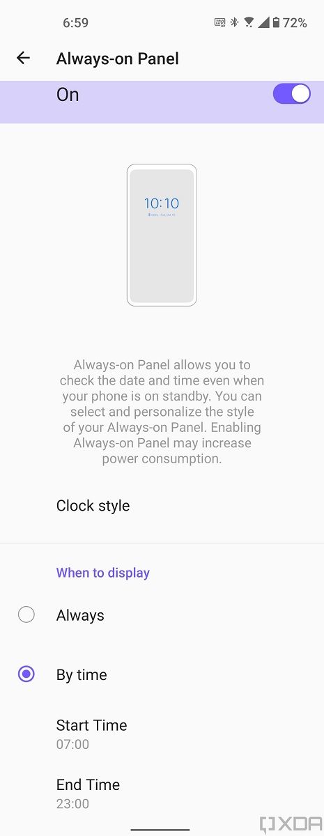 Always on Display settings in ZenUI 8