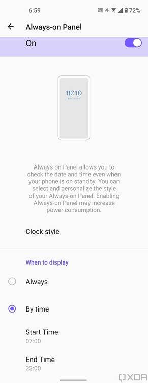 Always on Display settings in ZenUI 8