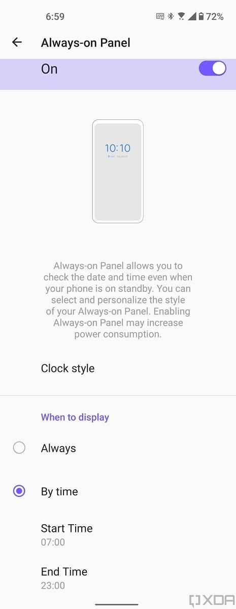 Always on Display settings in ZenUI 8