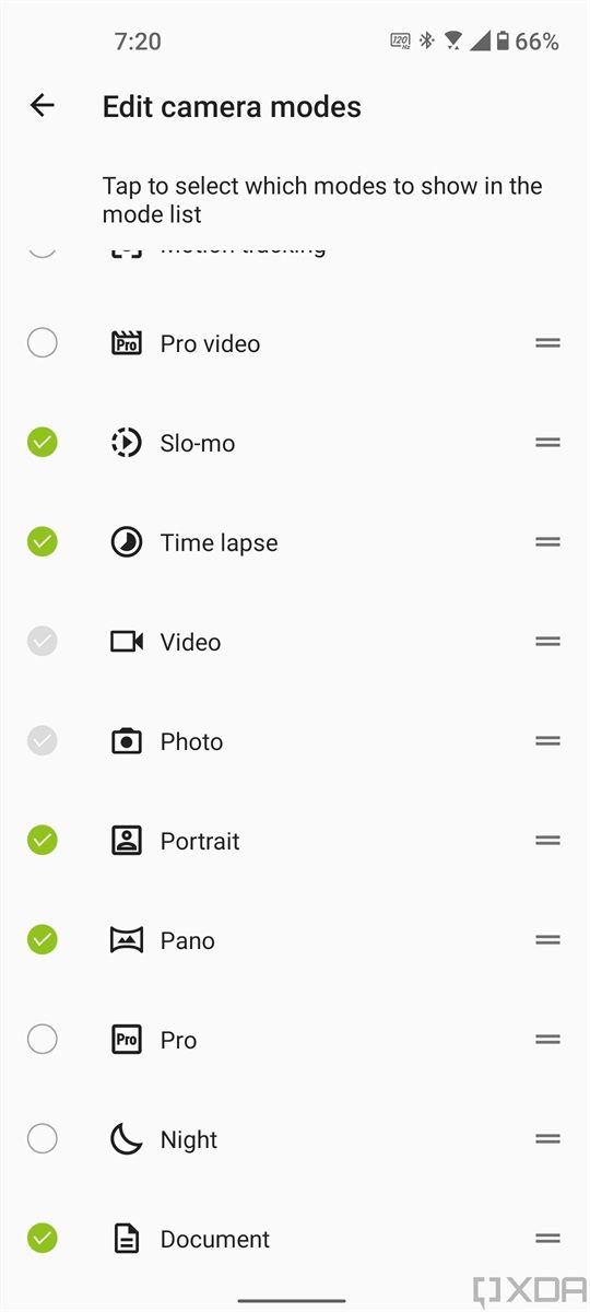 Editing camera modes in the ZenUI 8 camera app
