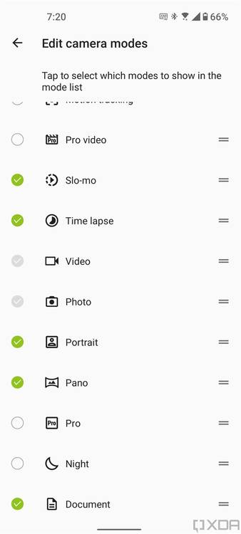 Editing camera modes in the ZenUI 8 camera app
