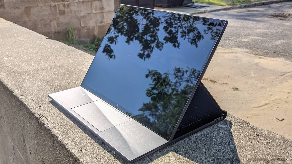 HP Elite Folio in folio orientation angled view