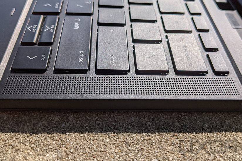 Close up of HP Elite Folio speakers