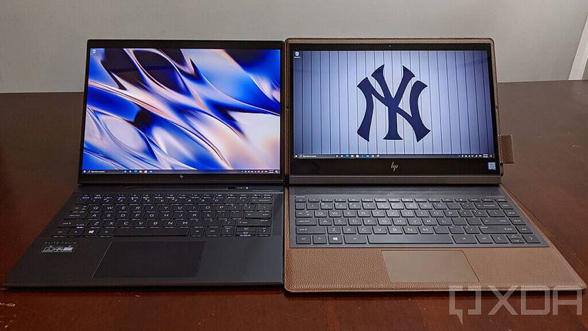 Elite Folio and Spectre Folio in laptop mode next to each other