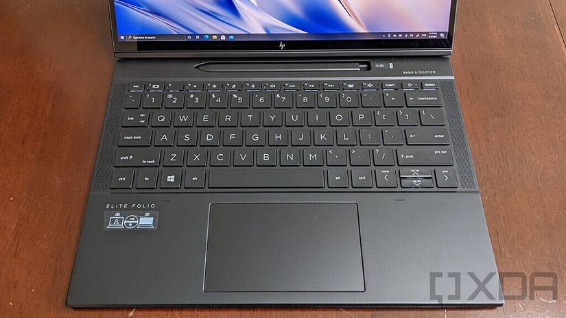 Top-down view of the HP Elite Folio keyboard