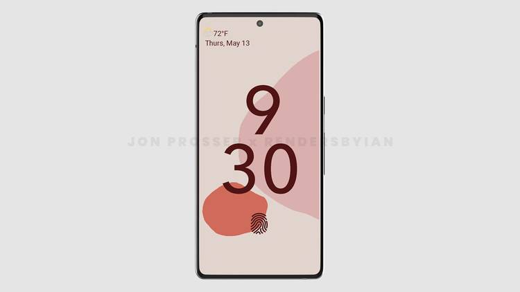 Google Pixel 6 Pro render display showing the time