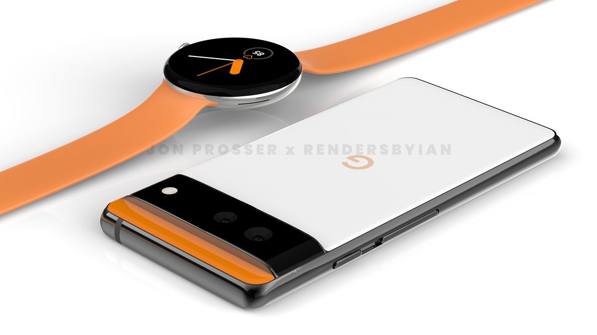 Google Pixel 6 Pro render with rumored Pixel Watch