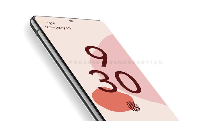 Google Pixel 6 Pro render display showing the time