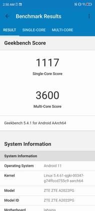 ZTE Axon 30 Ultra Geekbench scores