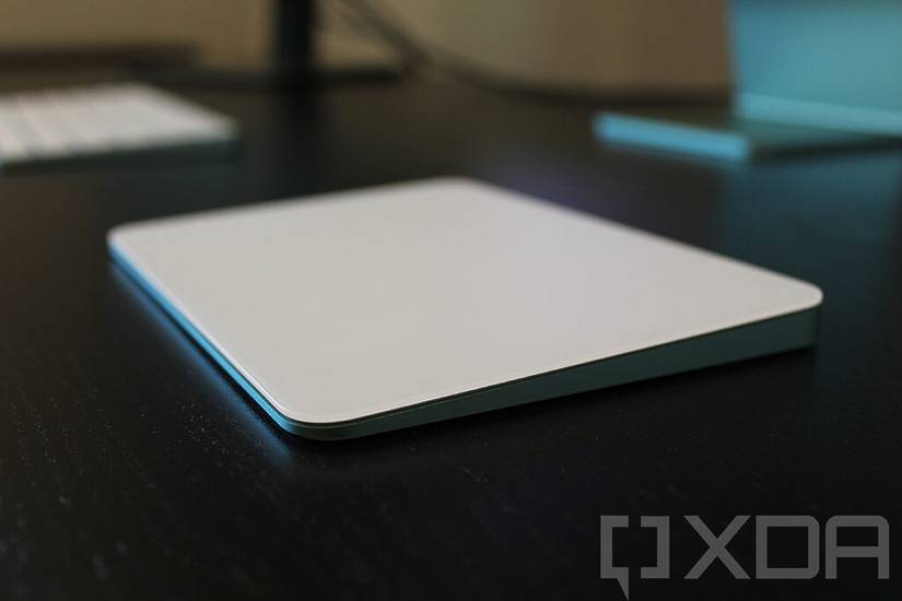Angled view of green Magic Trackpad