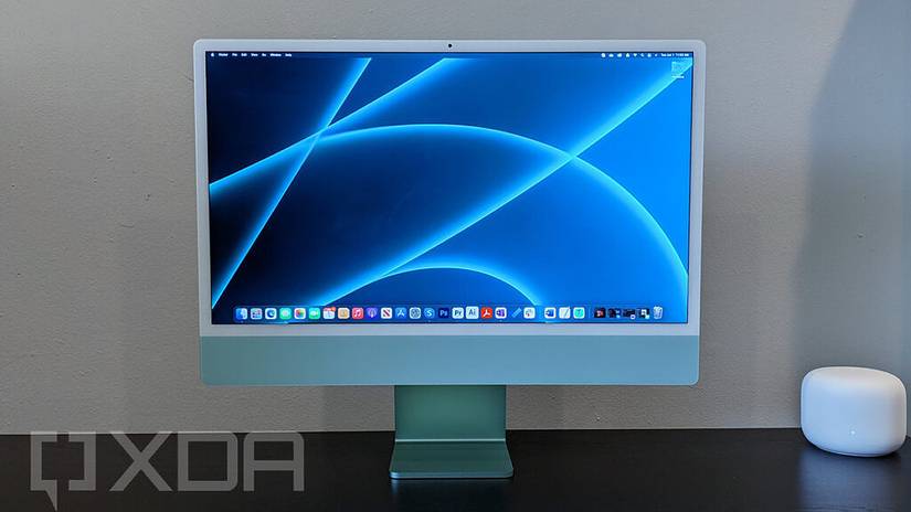 Front view of green 24-inch iMac