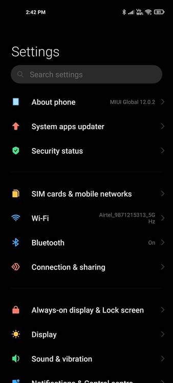 Xiaomi Settings