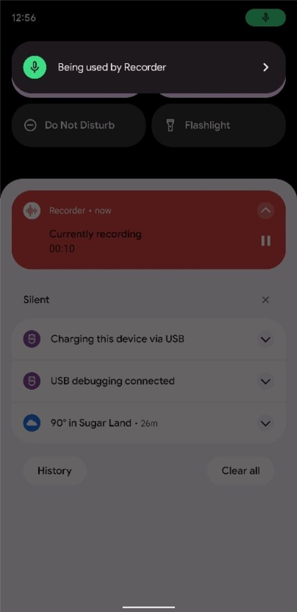 Pop-up explanation of apps using microphone in Android 12 Beta 2