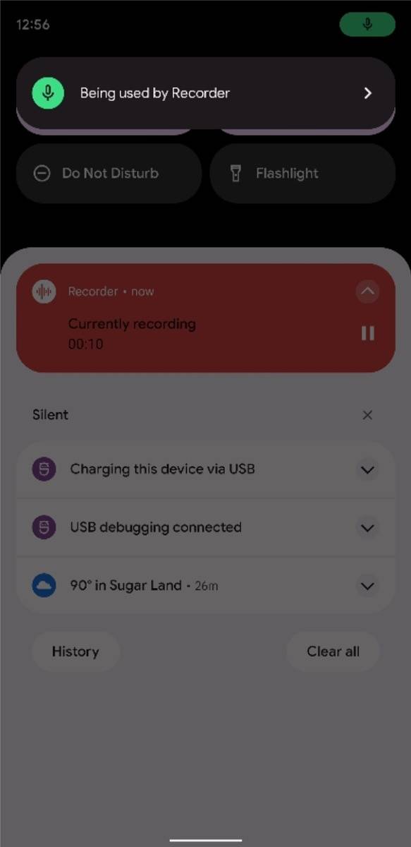 Pop-up explanation of apps using microphone in Android 12 Beta 2