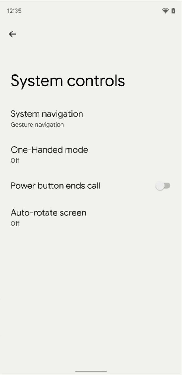 System controls in Android