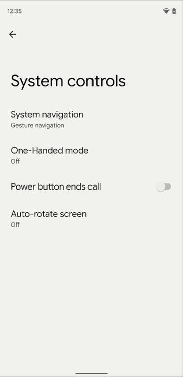 System controls in Android