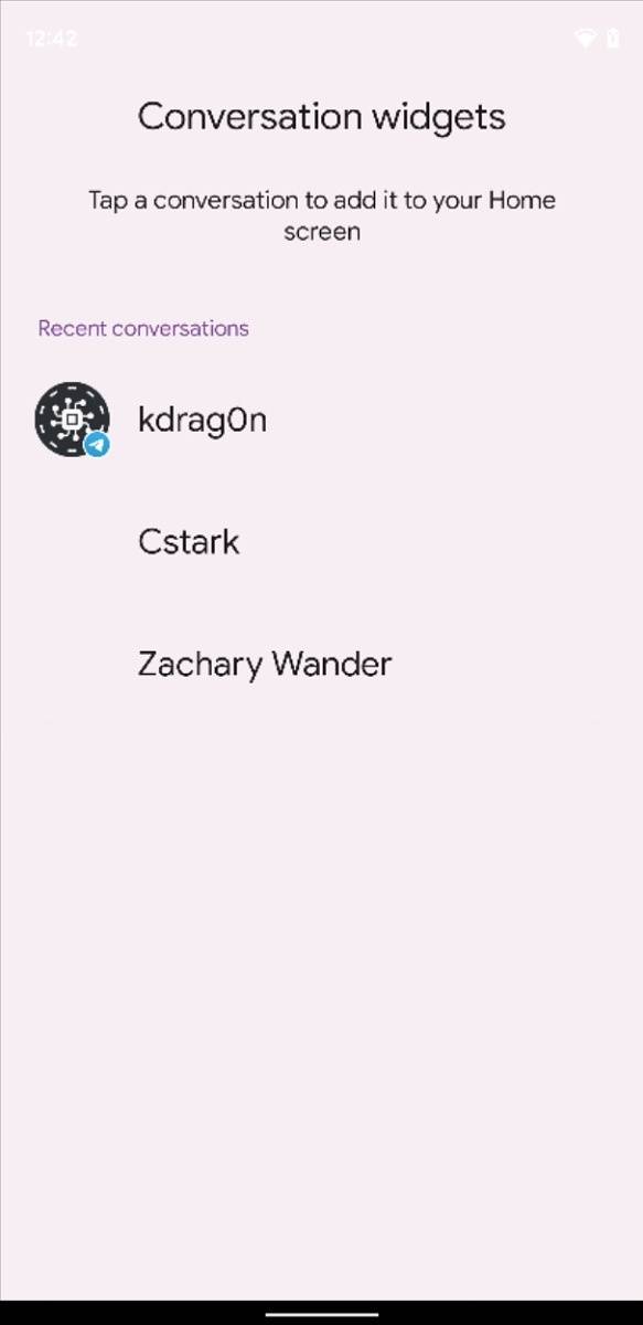 Selecting a conversation for Android 12's conversation widget