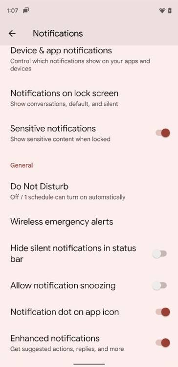 Enhanced notification toggle in Android 12
