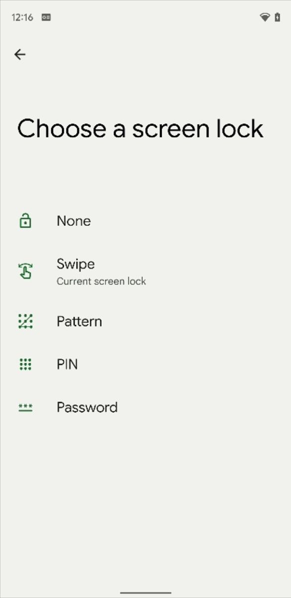 Android 12 screen lock icons
