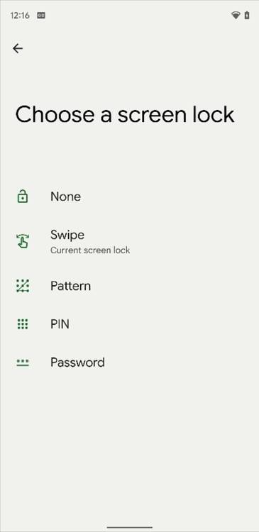 Android 12 screen lock icons