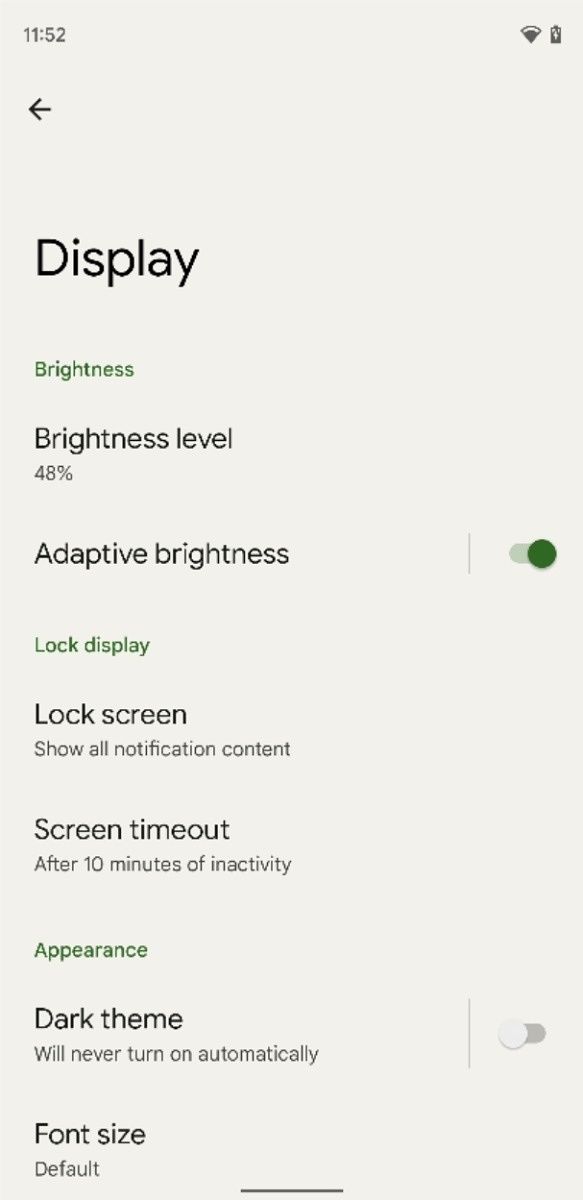 Material You theming of the Settings app in Android 12 Beta 2