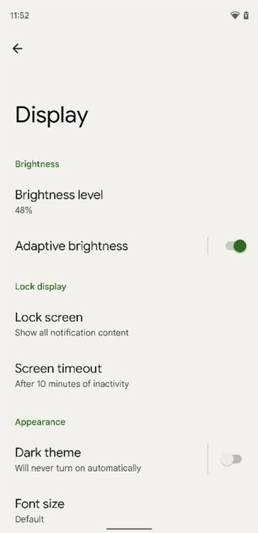 Material You theming of the Settings app in Android 12 Beta 2