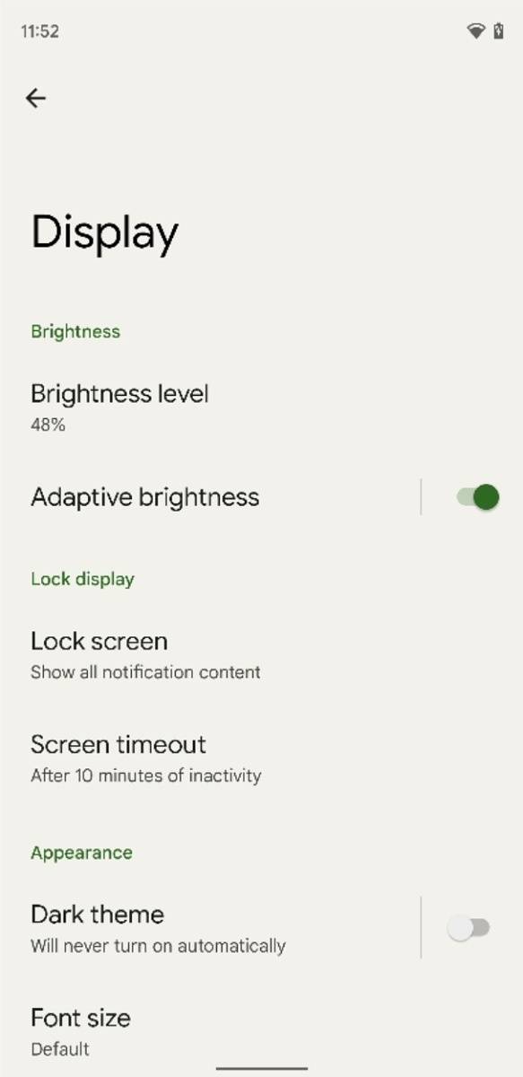 Material You theming of the Settings app in Android 12 Beta 2