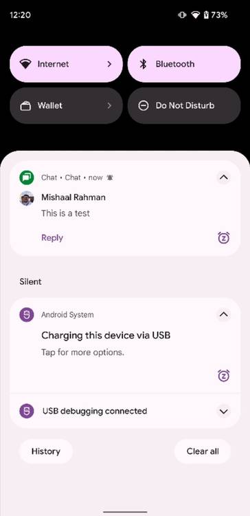 Notification with snooze button in Android 12 Beta 2